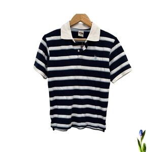 U.S. Polo ASSN. Juniors White and navy stripes Polo shirt NEW. Size 11-12